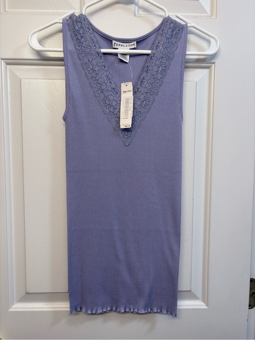 Pendleton Lavender Lace Silk Blend V-Neck Sleeveless Top